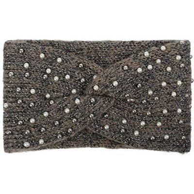 styleBREAKER Ladies Knit Browband avec perles, fil métallique et chignon torsadé, bandeau chaud d'hiver, bandeau 04026029, brown-black, taille unique styleBREAKER Ladies Knit Browband avec perles, fil métallique et chignon torsadé, bandeau chaud d'hiver, bandeau 04026029, brown-black, taille unique