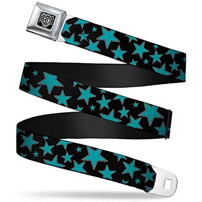 Buckle-Down Buckle Down Mixte Seatbelt Belt Stars Xl Ceinture, Stars/Multi Stars Black/Turquoise, 4 cm large-81 cm/132 EU Buckle-Down Buckle Down Mixte Seatbelt Belt Stars Xl Ceinture, Stars/Multi Stars Black/Turquoise, 4 cm large-81 cm/132 EU