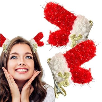 Jlobnyiun Pinces à cheveux de Noël,Accessoires de cheveux de Noël Pinces à cheveux avec cornes de Noël Beaux pinces à cheveux de Noël, accessoires de cheveux pour les fêtes, événements de Noël Jlobnyiun Pinces à cheveux de Noël,Accessoires de cheveux de Noël Pinces à cheveux avec cornes de Noël Beaux pinces à cheveux de Noël, accessoires de cheveux pour les fêtes, événements de Noël