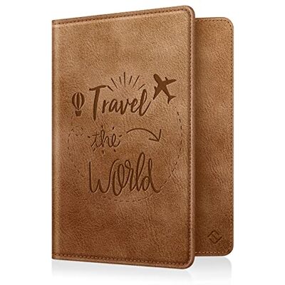 FINTIE Porte-passeport de voyage portefeuille avec protection RFID, marron foncé, 15.5*11*1 cm, Vintage Étui pour carte de crédit, carte d'identité, documents FINTIE Porte-passeport de voyage portefeuille avec protection RFID, marron foncé, 15.5*11*1 cm, Vintage Étui pour carte de crédit, carte d'identité, documents