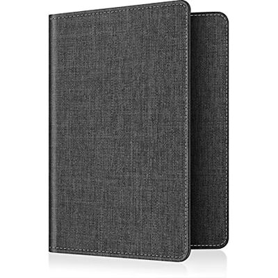 FINTIE Reisepass Vaccination Schutzhülle Premium Kunstleder Reisepasshülle Travel Organizer mit RFID-Blockier für Kreditkarten, Ausweis, Reisedokumente Damen Herren, Denim gris. Bloqueur RFID pour cartes de crédit, carte d'identité, documents de voyage FINTIE Reisepass Vaccination Schutzhülle Premium Kunstleder Reisepasshülle Travel Organizer mit RFID-Blockier für Kreditkarten, Ausweis, Reisedokumente Damen Herren, Denim gris. Bloqueur RFID pour cartes de crédit, carte d'identité, documents de voyage