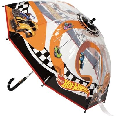 CERDÁ LIFE'S LITTLE MOMENTS Parapluie manuel Poe Bulle Hot Wheels Parapluie pour enfant avec motif dôme transparent et voitures de course, ouverture sûre et tiges renforcées pour enfants fans de vitesse, roue, T45C:45 CM CERDÁ LIFE'S LITTLE MOMENTS Parapluie manuel Poe Bulle Hot Wheels Parapluie pour enfant avec motif dôme transparent et voitures de course, ouverture sûre et tiges renforcées pour enfants fans de vitesse, roue, T45C:45 CM