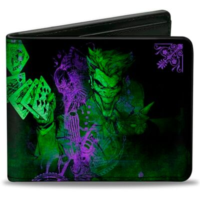 Buckle-Down Wallet The Joker Card Poses de retournement Noir/Vert/Violet Accessoire de Voyage-Portefeuille à Double pli Mixte, Multicolore, Taille unique Buckle-Down Wallet The Joker Card Poses de retournement Noir/Vert/Violet Accessoire de Voyage-Portefeuille à Double pli Mixte, Multicolore, Taille unique