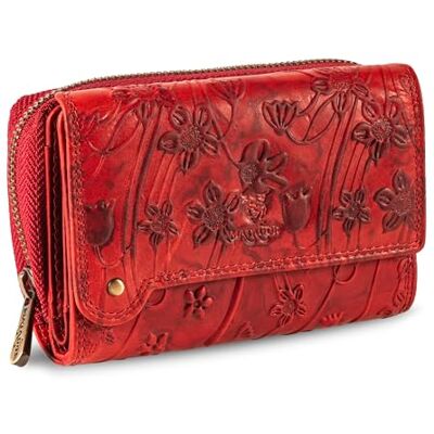 MATADOR #Perth Portefeuille en cuir pour femme Taille moyenne Avec emballage cadeau élégant Format paysage RFID Taille moyenne, Fleurs Rouge, Mittelgroß, Moderne MATADOR #Perth Portefeuille en cuir pour femme Taille moyenne Avec emballage cadeau élégant Format paysage RFID Taille moyenne, Fleurs Rouge, Mittelgroß, Moderne
