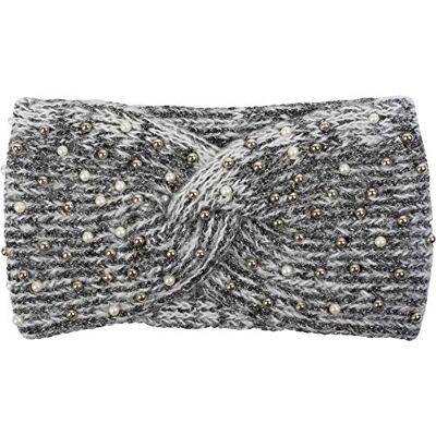 styleBREAKER Ladies Knit Browband avec perles, fil métallique et chignon torsadé, bandeau chaud d'hiver, bandeau 04026029, blanc noir, taille unique styleBREAKER Ladies Knit Browband avec perles, fil métallique et chignon torsadé, bandeau chaud d'hiver, bandeau 04026029, blanc noir, taille unique