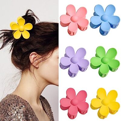 Yagaspantery Pack of 6 Grandes Pinces à Cheveux Fleur Mates, pince Griffes Anti-Dérapante pour Cheveux épais et Fins, colourful mix pour femmes filles (6 Couleu) Yagaspantery Pack of 6 Grandes Pinces à Cheveux Fleur Mates, pince Griffes Anti-Dérapante pour Cheveux épais et Fins, colourful mix pour femmes filles (6 Couleu)