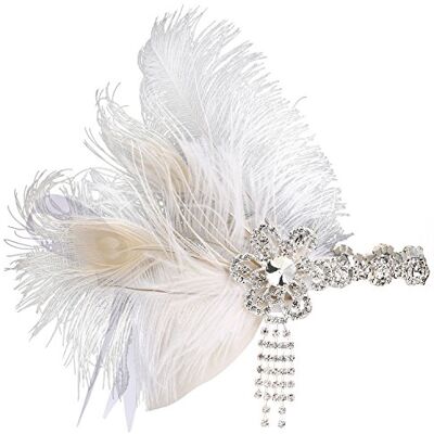 BABEYOND Bandeau pour femme style années 21 Gatsby Accessoire de costume Style années 21 Blanc BABEYOND Bandeau pour femme style années 21 Gatsby Accessoire de costume Style années 21 Blanc