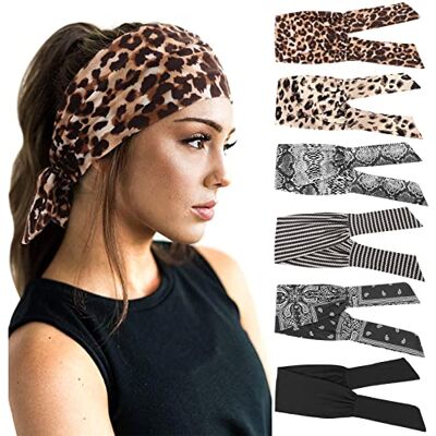 DRESHOW 6 Pièces Bandeau Cheveux pour Femme Yoga Courir Bandeaux Sport Entraînement Bandeaux Mignon Accessoire, Taille unique, 6 Pack Retro Set-D13 DRESHOW 6 Pièces Bandeau Cheveux pour Femme Yoga Courir Bandeaux Sport Entraînement Bandeaux Mignon Accessoire, Taille unique, 6 Pack Retro Set-D13