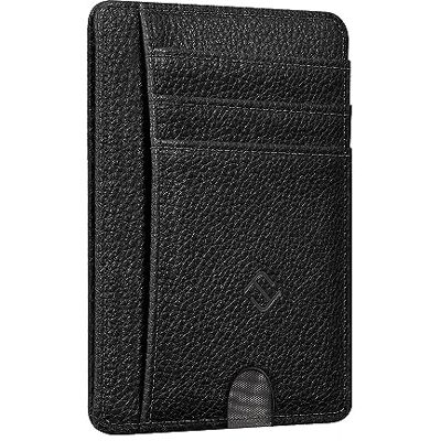 FINTIE Mini Portefeuille en Cuir PU de Qualité Supérieure avec Blocage RFID, Porte-Cartes de Crédit avec Fenêtre d'identité et Compartiment d'accès Rapide, pour Homme et Femme, Noir FINTIE Mini Portefeuille en Cuir PU de Qualité Supérieure avec Blocage RFID, Porte-Cartes de Crédit avec Fenêtre d'identité et Compartiment d'accès Rapide, pour Homme et Femme, Noir