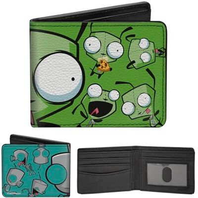 Buckle-Down Nickelodeon Portefeuille à deux volets, Invader Zim Gir Split Gros plan et pose en cuir végétalien, bleu/vert, 10,2 x 8,9 cm, décontracté Buckle-Down Nickelodeon Portefeuille à deux volets, Invader Zim Gir Split Gros plan et pose en cuir végétalien, bleu/vert, 10,2 x 8,9 cm, décontracté
