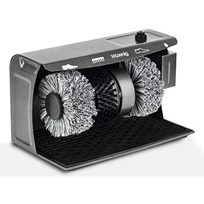 H.Koenig Cireuse à chaussures électrique U600, Lustreuse, Polisseuse Pro avec distributeur de cire liquide et 2 brosses polisseuses poil souple et 1 brosse de nettoyage poil dur, repose pieds, 120W H.Koenig Cireuse à chaussures électrique U600, Lustreuse, Polisseuse Pro avec distributeur de cire liquide et 2 brosses polisseuses poil souple et 1 brosse de nettoyage poil dur, repose pieds, 120W