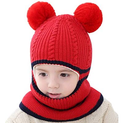 iEasey Bonnet d'hiver 3 en 1 pour bébé garçon et fille en tricot chaud avec cache-oreilles Cache-cou chaud Doublure en polaire confortable Bonnet pour tout-petits Pour temps froid, ski et neige iEasey Bonnet d'hiver 3 en 1 pour bébé garçon et fille en tricot chaud avec cache-oreilles Cache-cou chaud Doublure en polaire confortable Bonnet pour tout-petits Pour temps froid, ski et neige