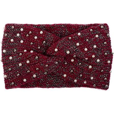 styleBREAKER Ladies Knit Browband avec perles, fil métallique et chignon torsadé, bandeau chaud d'hiver, bandeau 04026029, Bordeaux-Rouge-Noir, taille unique styleBREAKER Ladies Knit Browband avec perles, fil métallique et chignon torsadé, bandeau chaud d'hiver, bandeau 04026029, Bordeaux-Rouge-Noir, taille unique