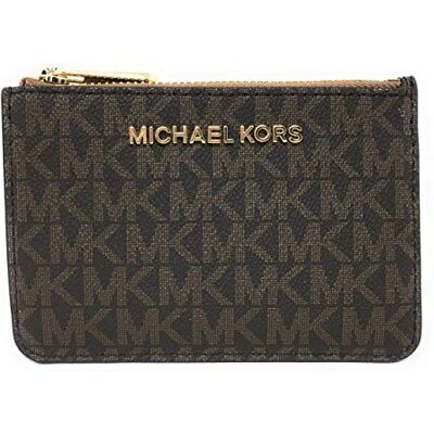 Michael Kors Jet Set Travel Petite Pochette zippée avec Porte-Carte d'identité – Sergé Enduit de PVC, Marron et Gland, Taille unique, Sergé Michael Kors Jet Set Travel Petite Pochette zippée avec Porte-Carte d'identité – Sergé Enduit de PVC, Marron et Gland, Taille unique, Sergé