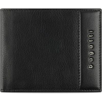 bugatti Nome porte-monnaie en cuir de veau véritable avec rabat, protection RFID, noir bugatti Nome porte-monnaie en cuir de veau véritable avec rabat, protection RFID, noir