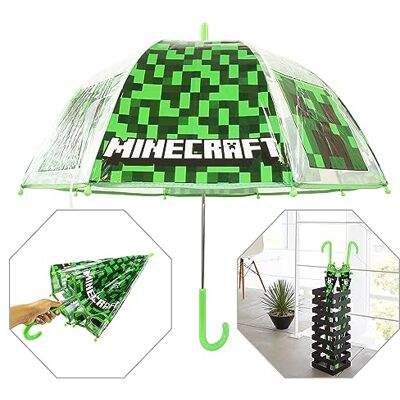 HOVUK Parapluie classique pliable unisexe à 8 baleines pour filles et garçons de 3 à 7 ans, coupe-vent, parapluie de voyage portable, Minecraft Vert, Small, Cloche HOVUK Parapluie classique pliable unisexe à 8 baleines pour filles et garçons de 3 à 7 ans, coupe-vent, parapluie de voyage portable, Minecraft Vert, Small, Cloche
