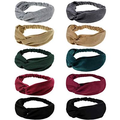 DRESHOW 10 PCS Femme Bandeau Cheveux Bandeaux, Headbands et Serre-têtes Vintage Imprimé Tête Enveloppe Cheveux Accessoire DRESHOW 10 PCS Femme Bandeau Cheveux Bandeaux, Headbands et Serre-têtes Vintage Imprimé Tête Enveloppe Cheveux Accessoire