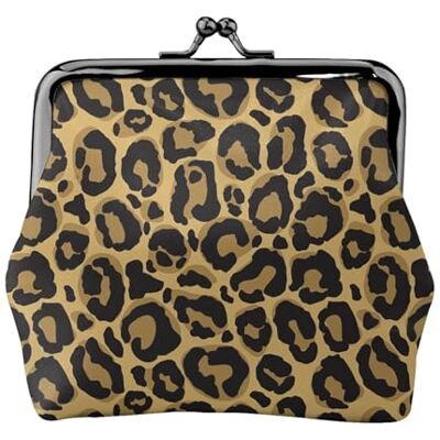 TRUIGYN Porte-monnaie en cuir noir léopard jaune avec fermoir à boucle, comme sur l'image, One Size, Pochette à monnaie TRUIGYN Porte-monnaie en cuir noir léopard jaune avec fermoir à boucle, comme sur l'image, One Size, Pochette à monnaie