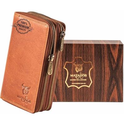 MATADOR #Madrid Portefeuille en cuir pour femme avec boîte cadeau élégante, portefeuille élégant avec bloqueur RFID, portefeuille de luxe pour femme, nombreux compartiments pour cartes, marron Konjak MATADOR #Madrid Portefeuille en cuir pour femme avec boîte cadeau élégante, portefeuille élégant avec bloqueur RFID, portefeuille de luxe pour femme, nombreux compartiments pour cartes, marron Konjak