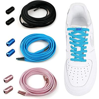 MXKOCO Lacets élastiques avec capsule en métal Lacets universels sans nouage Lacets en caoutchouc réglables avec fermeture en métal Plus besoin de nouer des chaussures, 3 paires : noir, bleu et rose MXKOCO Lacets élastiques avec capsule en métal Lacets universels sans nouage Lacets en caoutchouc réglables avec fermeture en métal Plus besoin de nouer des chaussures, 3 paires : noir, bleu et rose
