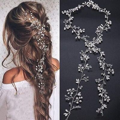 Denifery Serre-Tête De Mariée Extra Long Avec Perles De Cristal Bijou Et Accessoire De Cheveux Pour Mariée Couleur Or Rose Et Or Argenté Denifery Serre-Tête De Mariée Extra Long Avec Perles De Cristal Bijou Et Accessoire De Cheveux Pour Mariée Couleur Or Rose Et Or Argenté