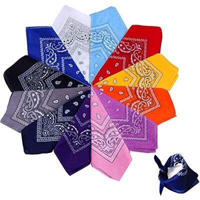 xutong 12PCS Bandanas Fichu Mouchoir Unisexe,Bandeau de Cheveux,Echarpe de Cou,Décoration en Coton Rétro Style Multicolore Multifonction pour Homme et Femme,Enfant 55 * 55cm, Multicolore, M xutong 12PCS Bandanas Fichu Mouchoir Unisexe,Bandeau de Cheveux,Echarpe de Cou,Décoration en Coton Rétro Style Multicolore Multifonction pour Homme et Femme,Enfant 55 * 55cm, Multicolore, M