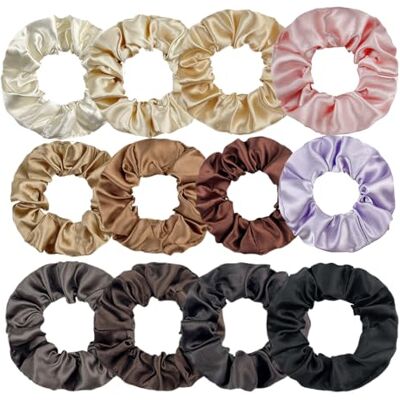 MOSOTECH Lot de 12 chouchous en satin élégant pour femmes, élastiques en soie, accessoires pour cheveux pour femmes et filles MOSOTECH Lot de 12 chouchous en satin élégant pour femmes, élastiques en soie, accessoires pour cheveux pour femmes et filles