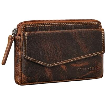 STILORD Cruz Étui à clés vintage en cuir véritable avec compartiments pour cartes RFID, pour clés de voiture et cartes de crédit, Luino Marron, S, Porte-monnaie STILORD Cruz Étui à clés vintage en cuir véritable avec compartiments pour cartes RFID, pour clés de voiture et cartes de crédit, Luino Marron, S, Porte-monnaie