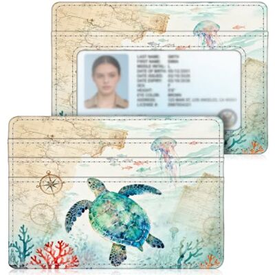 FINTIE Portefeuille plat pour cartes d'identité, en cuir synthétique de qualité supérieure, protection RFID, portefeuille fin pour cartes de crédit, avec fenêtre d'identité et compartiment d'accès FINTIE Portefeuille plat pour cartes d'identité, en cuir synthétique de qualité supérieure, protection RFID, portefeuille fin pour cartes de crédit, avec fenêtre d'identité et compartiment d'accès