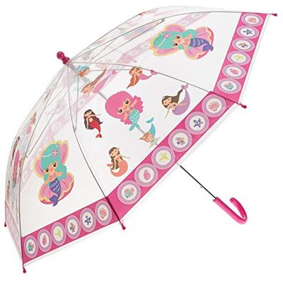 Idena Parapluie pour enfants pour garçons et filles., Transparent, rose, pastel, 66 cm, Sirène Idena Parapluie pour enfants pour garçons et filles., Transparent, rose, pastel, 66 cm, Sirène