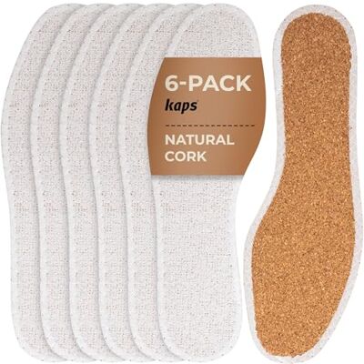 Kaps Lot de 6 Paires de Semelles de Chaussures en Liège Naturel avec Ensemble de Tissu Éponge, Semelles de Chaussures Ultra Légères pour Hommes et Femmes, Cork Frotte Kaps Lot de 6 Paires de Semelles de Chaussures en Liège Naturel avec Ensemble de Tissu Éponge, Semelles de Chaussures Ultra Légères pour Hommes et Femmes, Cork Frotte