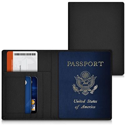 kwmobile Porte-passeport avec compartiments cartes Portefeuille passeport Étui de protection simili cuir noir Avec emplacement carte bleue kwmobile Porte-passeport avec compartiments cartes Portefeuille passeport Étui de protection simili cuir noir Avec emplacement carte bleue