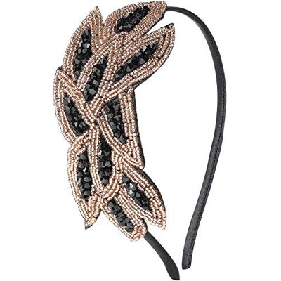 BABEYOND ArtiDeco 1920s Bandeau pour Femme avec Serre-tête Gatsby années 20 - Taille Unique, Style-3-noir Doré, 1 unité (Lot de 1) BABEYOND ArtiDeco 1920s Bandeau pour Femme avec Serre-tête Gatsby années 20 - Taille Unique, Style-3-noir Doré, 1 unité (Lot de 1)