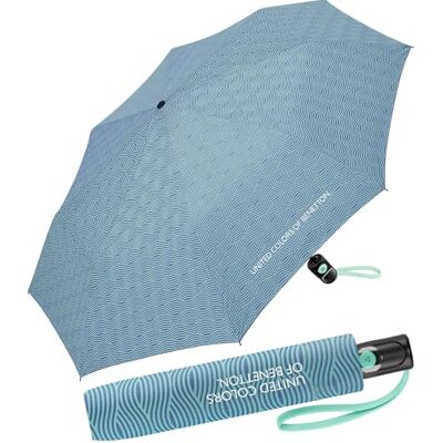 United Benetton Mini parapluie de poche automatique à pois, Rayures ondulées Riviera, 95 cm United Benetton Mini parapluie de poche automatique à pois, Rayures ondulées Riviera, 95 cm