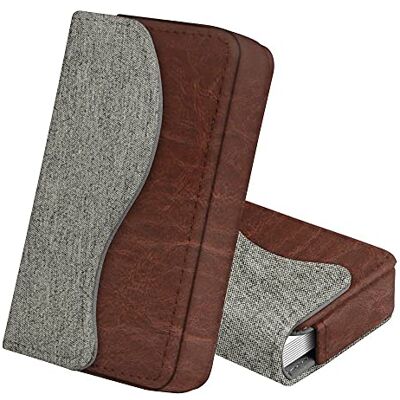 FINTIE Porte-Cartes de Visite/Titulaire de la Carte de crédit, Premium PU en Cuir Fait Main Organisateur Porte-Cartes Universel avec Fermeture magnétique, 10 * 6 * 2 cm, Gris Denim FINTIE Porte-Cartes de Visite/Titulaire de la Carte de crédit, Premium PU en Cuir Fait Main Organisateur Porte-Cartes Universel avec Fermeture magnétique, 10 * 6 * 2 cm, Gris Denim