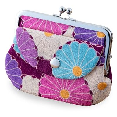 NOREN Portefeuille vintage à motif floral avec verrou pour monnaie Fabriqué au Japon Pour femme, KIKKA Chrysanthème Violet, Large, Rétro NOREN Portefeuille vintage à motif floral avec verrou pour monnaie Fabriqué au Japon Pour femme, KIKKA Chrysanthème Violet, Large, Rétro