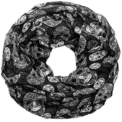 Soul-Cats SoulCats Foulard loop avec des têtes de mort en viscose noir, Noir, 180 cm x 80 cm Soul-Cats SoulCats Foulard loop avec des têtes de mort en viscose noir, Noir, 180 cm x 80 cm