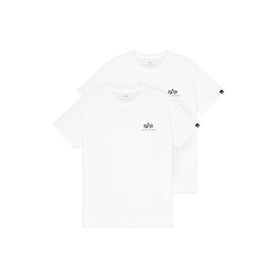 Alpha Lot de 2 t-shirts basiques avec petit logo pour homme, blanc, L, blanc, L Alpha Lot de 2 t-shirts basiques avec petit logo pour homme, blanc, L, blanc, L