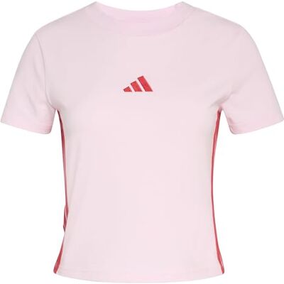 adidas dam ESSENTIALS 3 STRIPES SLIM BABY T-SHIRT, clear pink/pure ruby, XXS adidas dam ESSENTIALS 3 STRIPES SLIM BABY T-SHIRT, clear pink/pure ruby, XXS