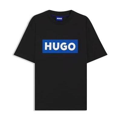 HUGO Hommes Nico T-Shirt en Jersey de Coton avec Logo Bleu HUGO Hommes Nico T-Shirt en Jersey de Coton avec Logo Bleu