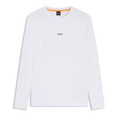 Boss Hommes TChark T-Shirt Regular Fit en Coton Stretch avec Logo Contrastant, Blanc, M Boss Hommes TChark T-Shirt Regular Fit en Coton Stretch avec Logo Contrastant, Blanc, M