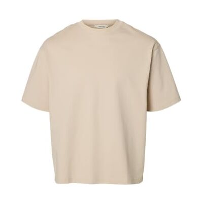 SELECTED HOMME SELECTED MEN Slhrelaxaspen Noos T-shirt à col rond 2 plis, Crème, M SELECTED HOMME SELECTED MEN Slhrelaxaspen Noos T-shirt à col rond 2 plis, Crème, M