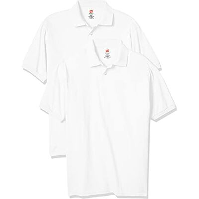 Hanes Men's Short-Sleeve Jersey Polo (Pack of 2), White, Large Hanes Men's Short-Sleeve Jersey Polo (Pack of 2), White, Large