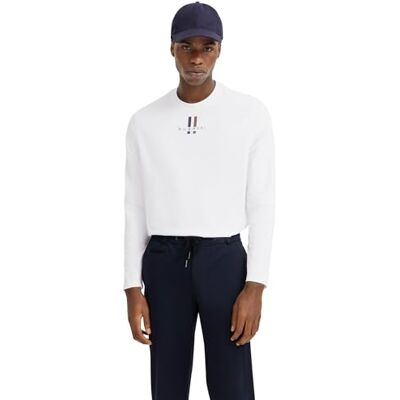 bugatti Sweat-shirt à manches longues et col rond avec logo, Blanc (10), XXL bugatti Sweat-shirt à manches longues et col rond avec logo, Blanc (10), XXL