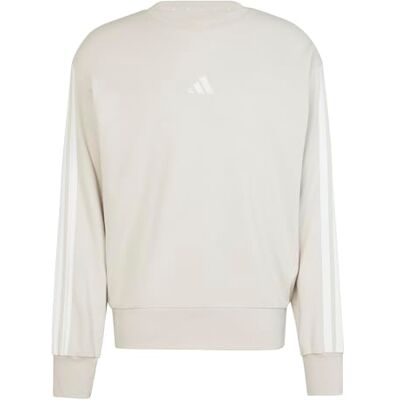 adidas Homme Essential Three Stripes French Terry Sweatshirt, Wonder Alumina/White, S adidas Homme Essential Three Stripes French Terry Sweatshirt, Wonder Alumina/White, S