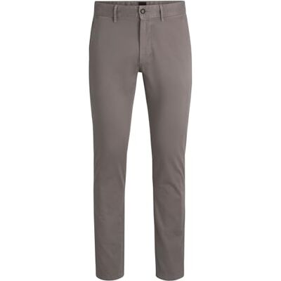 Boss Chino slim fit pour homme en satin de coton extensible, gris, 34W / 32L Boss Chino slim fit pour homme en satin de coton extensible, gris, 34W / 32L