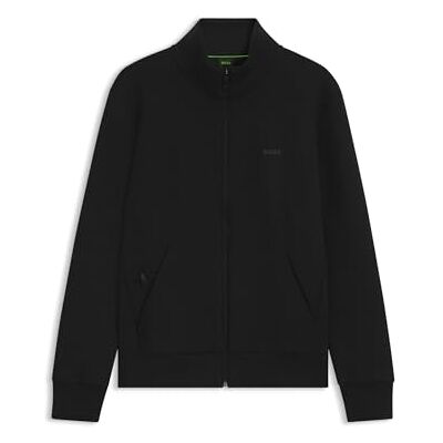 Boss Hommes Skaz Sweat zippé en Coton Stretch à Logo imprimé, Black1, XXL Boss Hommes Skaz Sweat zippé en Coton Stretch à Logo imprimé, Black1, XXL