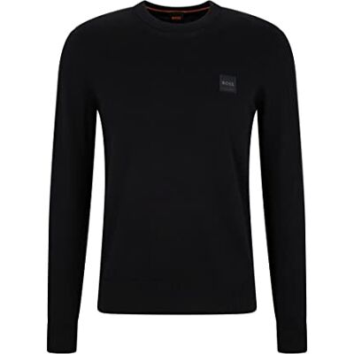 Boss Pull en coton et cachemire avec logo Kanovano pour homme, noir 1, M Boss Pull en coton et cachemire avec logo Kanovano pour homme, noir 1, M