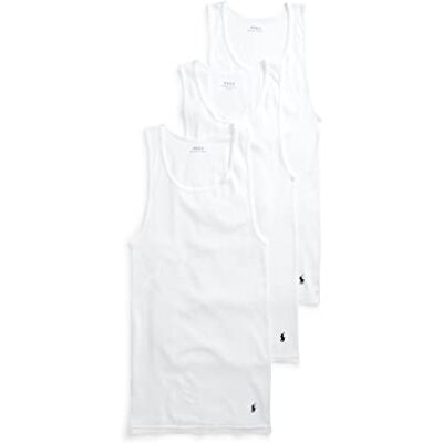 POLO RALPH LAUREN Classic Fit w/Wicking 3-Pack Tank Undershirts 3 White/Cruise Navy Pp SM POLO RALPH LAUREN Classic Fit w/Wicking 3-Pack Tank Undershirts 3 White/Cruise Navy Pp SM