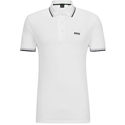 Boss Polo Paddy pour homme, Blanc foncé et brillant, M Boss Polo Paddy pour homme, Blanc foncé et brillant, M